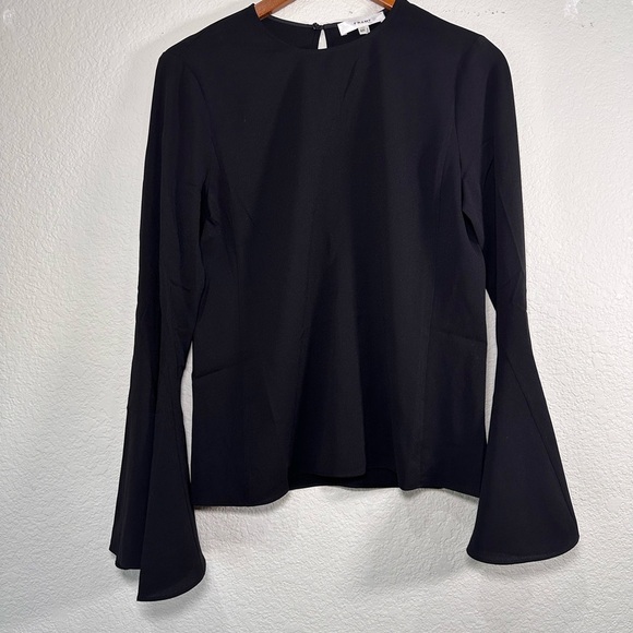 NWOT FRAME Flared-Sleeve Crepe Blouse SP - Picture 1 of 6